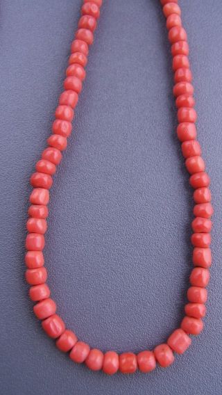 GORGEOUS ANTIQUE REAL CARVED CORAL BEAD NECKLACE 14g 3