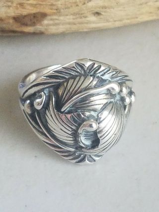 Vintage Old Pawn Navajo Sterling Silver Ring - Size 9 - Signed Lc Sterling