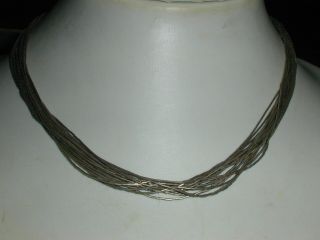 Vintage Mexican Sterling Liquid Silver Necklace - 22 Strands