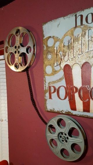 Antique Metal Movie Reels Wall Art Theater Home Decor Family Room