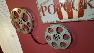 Antique Metal Movie Reels Wall Art Theater Home Decor FAMILY ROOM 2