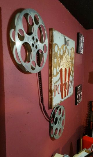 Antique Metal Movie Reels Wall Art Theater Home Decor FAMILY ROOM 3