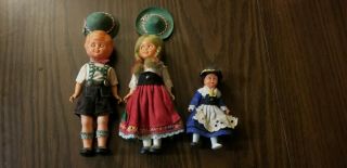 Antique German Bisque Dolls.  With Glass Eyes.  Sorry Someone Lost Their Shoe.