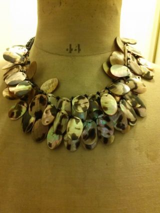 Necklace Vintage 4 Strand Mother Of Pearl Tortoise/animal Print Finish 17 " Long