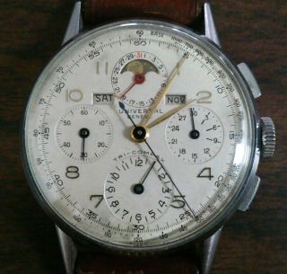 Vintage Universal Geneve Tri Compax,  Keeps Great Time 22536 Circa 1943/1945 3