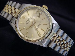 Rolex Datejust Mens 2tone 18k Gold & Stainless Steel Watch Champagne Dial 16013