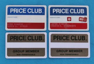 Price Club Membership Cards,  Expired - Vintage 1980 