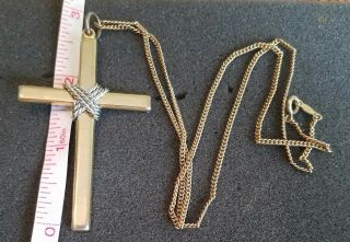 1/20 12k Gold Filled Cross Pendant 20 " Chain Necklace Vintage