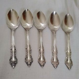 Vintage Set Of 5 Japan Silver Plate Spoons…romantic Rose Pattern