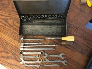 Vintage 1/4 " Socket Set & Extensions (mostly Plumb) & Small Wrenches Tools Usa