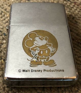 Mickey Mouse Zippo Lighter " Vintage " Walt Disney Productions