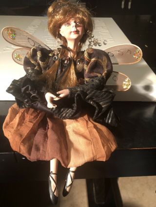 Folk Art Fairy Doll,  Handmade,  Unique Mantle Size,  With Wings Holiday
