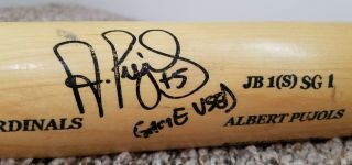 ALBERT PUJOLS 2006 Autographed Game MLB STL Cardinals SAM Bat PSA GU 8.  5 3