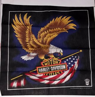 Official Harley Davidson Motorcycles Eagle American Flag Bandanna 21 X 21 In.