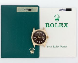 Vintage 1971 Rolex 18k Gold Ref.  1803 w/ Papers & Interesting Chocolate Dial 2