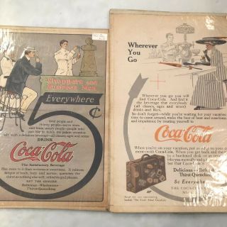 Two Vintage Coca Cola Poster On Heavy Srock