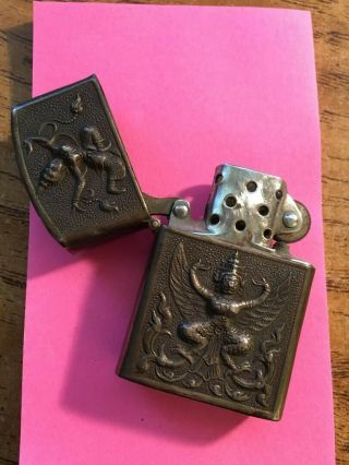 Vintage Siam Siamese Sterling Silver Cigarette Lighter Dancing Characters