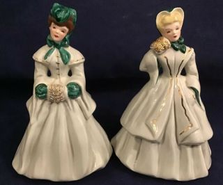 Vintage Florence Ceramics Pasadena California " Irene " & " Elaine " Figurines 6”
