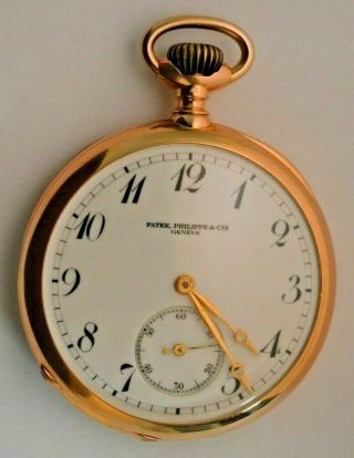 Solid 18k Gold Patek Philippe & Cie Geneve Pocket Watch Triple Signed Running