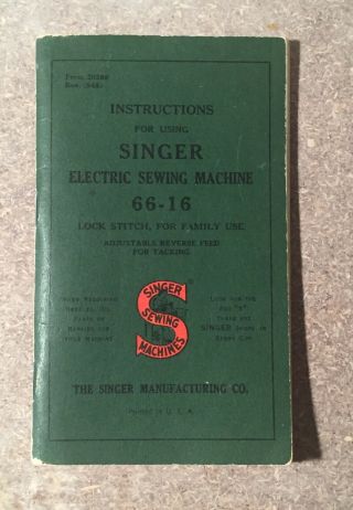 Vintage Singer Electric Sewing Machine Instruction Parts Book 66 - 16