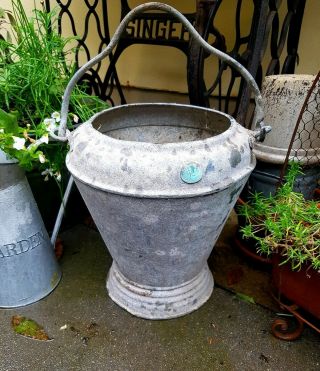 Rare Unusual Vintage Galvanised No.  1 Milk Butter Dairy Bucket Pail Churn Pot 