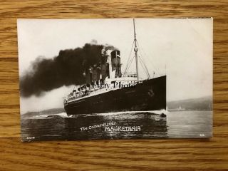 Rms Mauretania Real Photo Postcard Of Her On Trials / Cunard Line