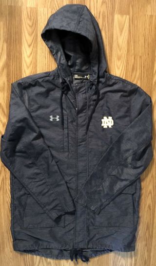 Notre Dame Football Team Issued Under Armour Full Zip Coat Size Large