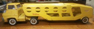 Vintage Tonka Toys Yellow Car Carrier Transporter Hauler Pressed Steel 27 " (b)