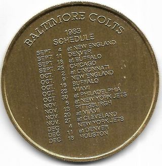 Johnnie Walker Red 1983 Baltimore Colts Football Schedule Token