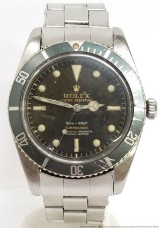 5508 Rolex Submariner Gilt Tropical Dial No Crown Guard Barn Find Watch