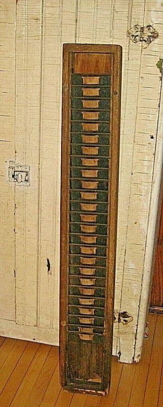 Antique Vintage Oak Wood Primitive Time Clock Time Card Holder 35.  5 " X 5 " X 2.  5 "