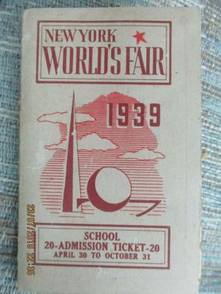 Vintage 1939 N.  Y.  Worlds Fair School Admission Ticket Booklet 2
