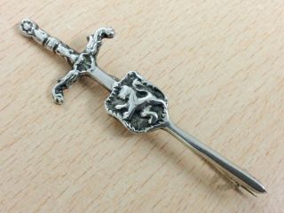 Vintage Iona Style Sterling Silver Celtic Sword Brooch Pin 1939