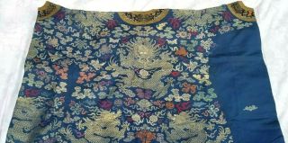 Antique Chinese Silk Dragon Robe Embroidered Kesi Uncut Qing Dynasty 19th/20th C