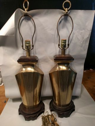 Art Deco Brass Table Lamps Fredric Cooper Pair Set 24 " Tall