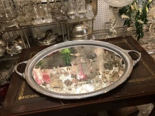 Antique Victorian Extra Large Solid Silver Oval Tray London 1898 Scrap 3850 Gr