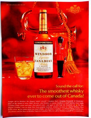 Vtg 1967 Windsor Supreme Canadian Whisky Whiskey Advertisement Print Ad Art
