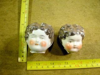 2 X Excavated Vintage Victorian Faded Painted Doll Head Age 1860 Hertwig A 13454