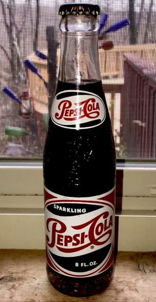 Vintage Full 8 Oz 1950s Pepsi Soda Bottle Very Rare