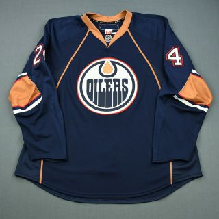 2011 - 12 Theo Peckham Edmonton Oilers Game Issued Reebok Hockey Jersey Meigray