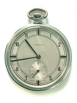 Lavina Swiss Mens Vintage Art Deco Mechanical 17 Jewel Movement Pocket Watch