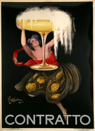Vintage Champagne Poster Contratto By Leonetto Cappiello 1922 Italian