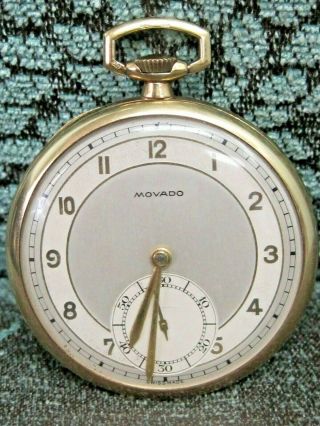 Antique 14kt Yellow Gold Movado Pocket Watch 1940 