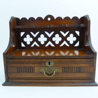 Antique Walnut Pipe Rack With Drawer,  19th Century
