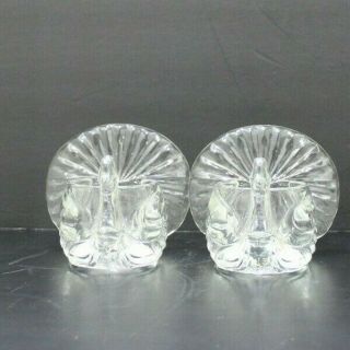 Vintage Set Of 2 Heavy Avon Crystal Cut Glass Turkey Votive Candle Holders