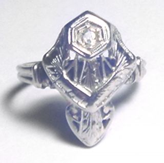 Antique 14k White Gold Art Deco Diamond Ring 1.  96 Grams 2 3/4