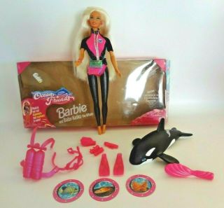 Barbie 1996 Ocean Friends Doll Color Changing Legs Plus Baby Keiko Whale,  Acces