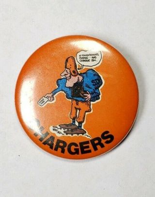 1972 Say It With Buttons Pinback Chargers San Diego Los Angeles Vintage