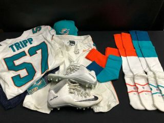 57 Miami Dolphins Jordan Tripp Game Jersey Full Set Pants/socks/bag/cleats