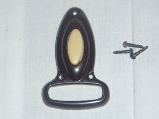 Nos Vintage Mid Century Bakelite? Art Deco Door Bell Button W/ Nameplate